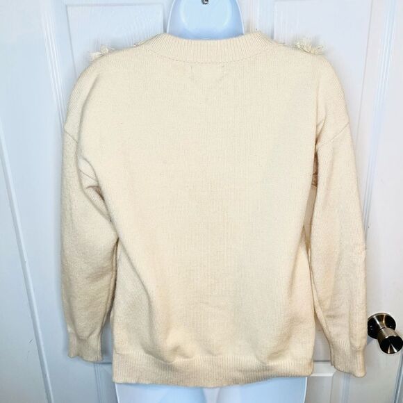 Modcloth Molly Bracken Gold Sequin Lace Yoke Sweater Cream S - Picture 7 of 9